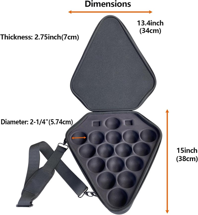 UISKOOPW Pool Ball Carrying Case,Hard Billiard Ball Case Cue Ball Holder for One Set of Billiard Balls,EVA Pool Ball Storage Bag with Handle and Adjustable Shoulder Strap for Travel - Image 2